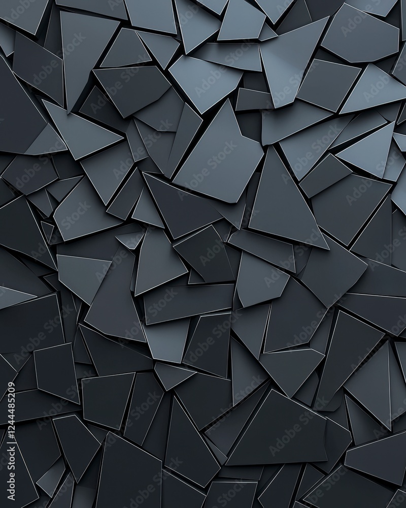 Poster an abstract background showcasing a patchwork of dark, angular shapes. the geometric arrangement cre