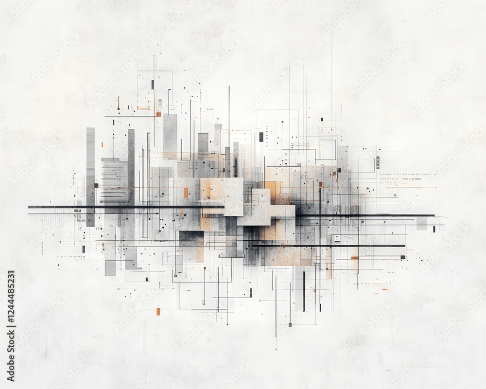 Poster abstract geometric shapes and lines create a modern artistic design. patterns and textures blend sea