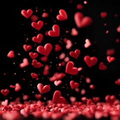 Lots of little red hearts falling down