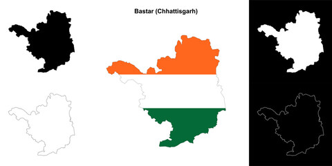 Bastar district (Chhattisgarh) blank outline map set