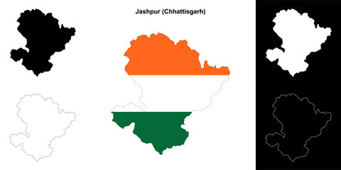 Jashpur district (Chhattisgarh) blank outline map set