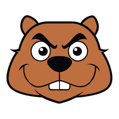 Angry Beaver head funny vector art illustration