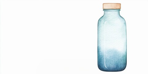 Fototapeta premium Abstract watercolor glass bottle with cork is on a white background and a copy space