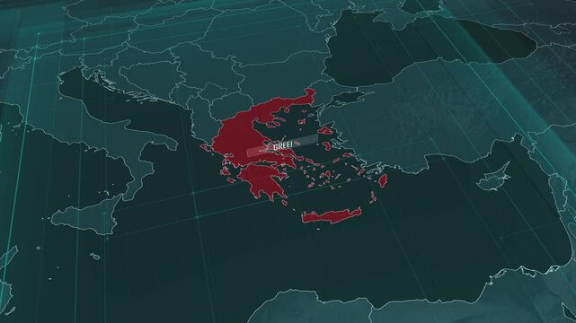 Zoom in to the map of Greece, with text and textless