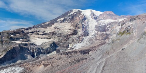 USA, Washington State, Mount Rainier National Park. Mount Rainier Panorama with rugged Wilson and...