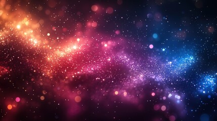 Fototapeta premium A vibrant cosmic background filled with colorful stars and glowing particles.