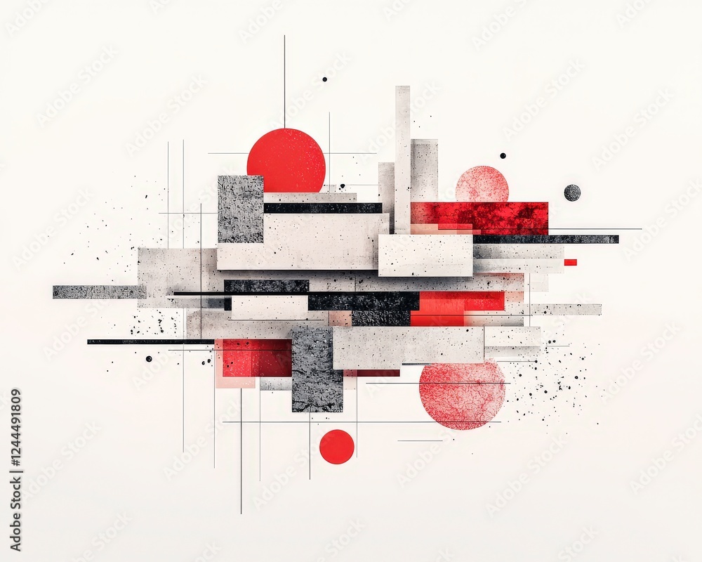 Poster an abstract composition featuring bold geometric shapes, vibrant colors, and dynamic lines. perfect 