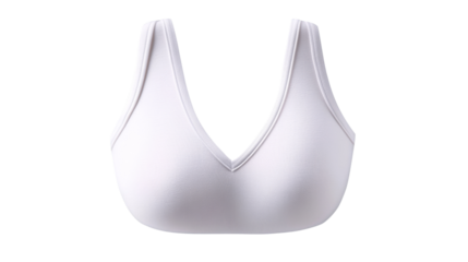 White sports bra isolated on transparent background: comfortable sportswear for women
