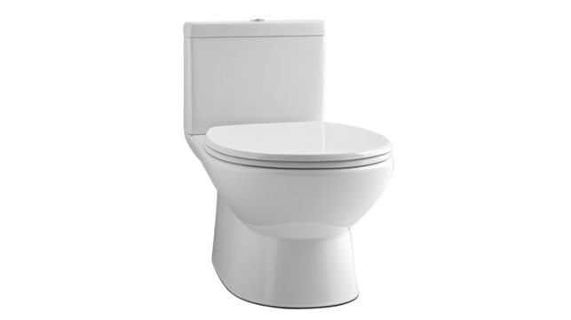 New white ceramic toilet bowl isolated on transparent background