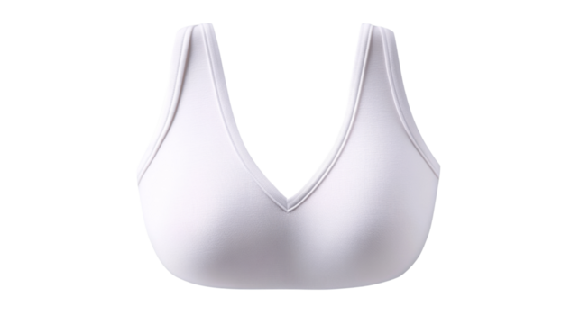 White sports bra isolated on transparent background: comfortable sportswear for women