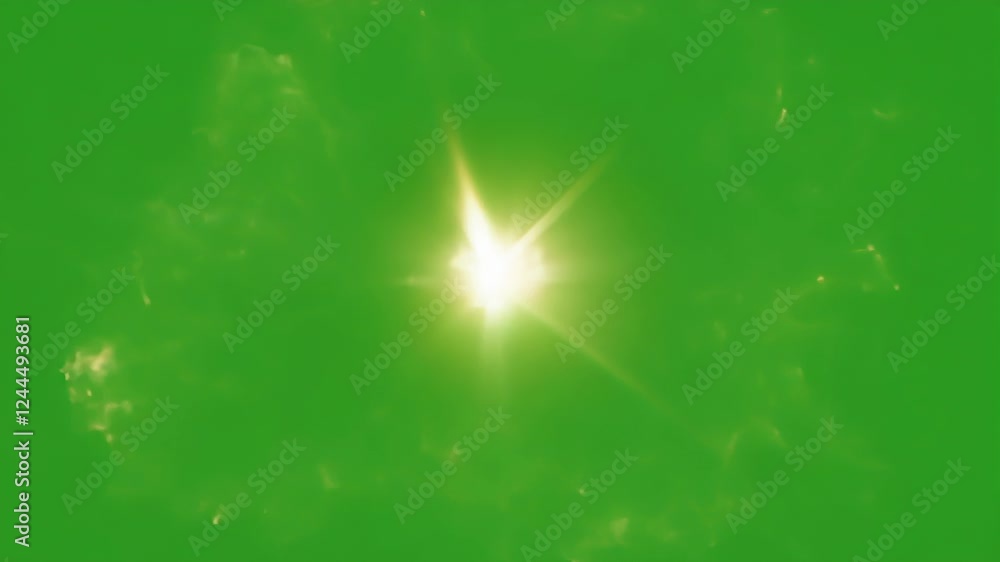 Aufkleber sudden flare of light erupts creating dynamic movement on a still backdrop. green screen chromakey