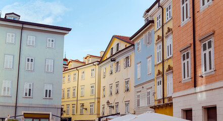 Colorful buildings in Italy in a sunny day 