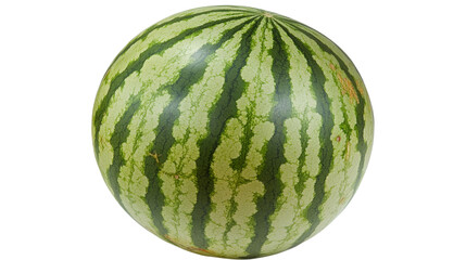 Whole watermelon rotating on transparent background representing summer refreshment