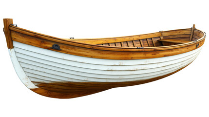 Classic wooden rowboat isolated on transparent background