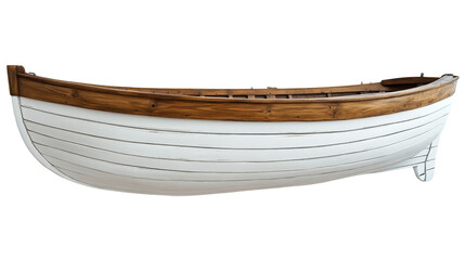 White wooden boat isolated on transparent background