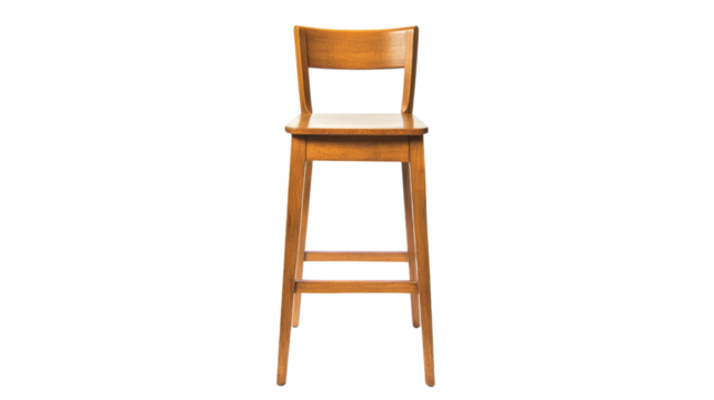 Modern wooden bar stool isolated on transparent background