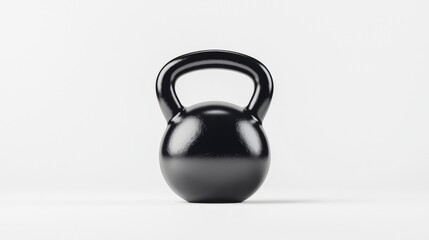 A black kettlebell with a sleek design, showcasing its ergonomic handle and smooth surface, ideal for strength training and fitness workouts.