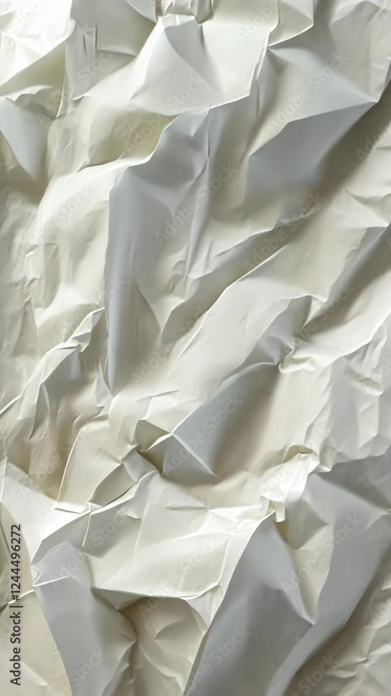 Poster crumpled white paper texture showing complex surface details and artistic potential in different lig
