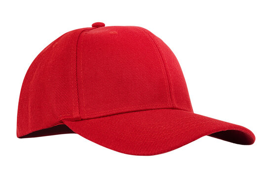 Red baseball cap isolated on transparent background. Classic unisex sports hat with curved brim, perfect for casual wear, outdoor activities, and branding.