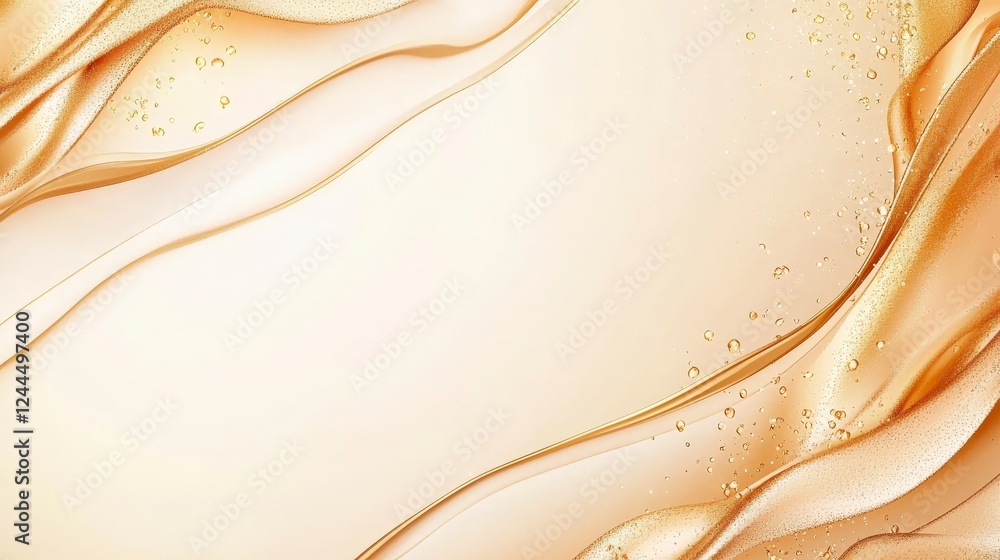 Poster a smooth and elegant abstract design featuring flowing golden lines over a soft beige background, pe