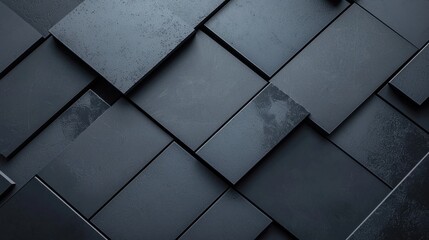 Black geometric abstract background. Minimal dark gray polygon pattern with different geometric shapes. Modern elegant luxury futuristic digital design