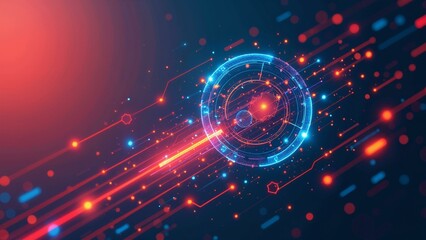 Obraz premium A stylized representation of futuristic technology concepts in vibrant digital outlines.