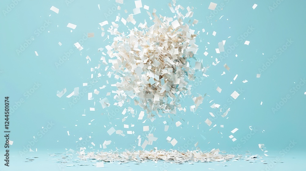 Poster an abstract representation of particles floating in mid-air, creating a dynamic visual effect. ideal