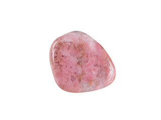 Rhodonite mineral. Pink to reddish color, often with black veins. Mineral specimen, rock, natural gemstone.