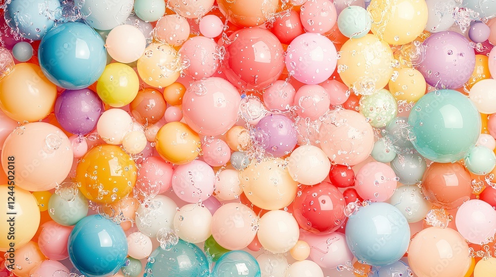 Poster a vibrant collection of colorful spheres, showcasing various sizes and shades. this visually appeali
