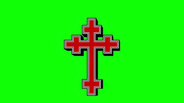 Christian crosses animation. Catholic, orthodox, protestan crosses motion on green screen background. Religious symbols animated 4k chroma key