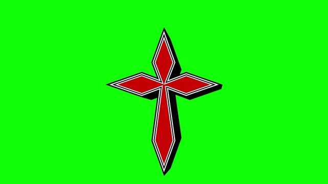 Christian crosses animation. Catholic, orthodox, protestan crosses motion on green screen background. Religious symbols animated 4k chroma key
