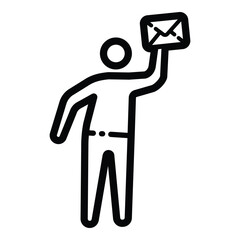 Person Sending Mail Flat Icon Isolated On White Background