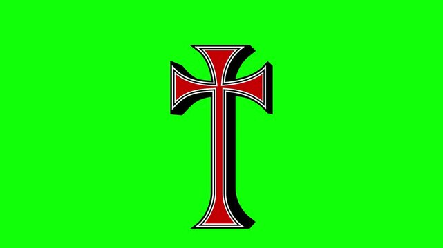Christian crosses animation. Catholic, orthodox, protestan crosses motion on green screen background. Religious symbols animated 4k chroma key