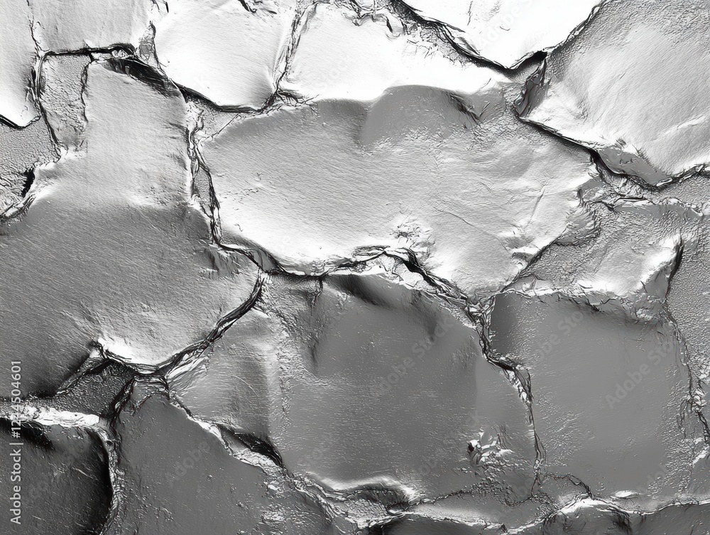 Poster abstract metallic surface with cracks and textures creating a dynamic visual.