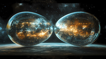 In a parallel universe matter and antimatter coexist in perfect balance creating a vibrant and harmonious world. parallel universe. illustration. Parallel Universe & Alternate History. Illustration