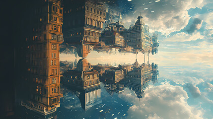 Parallel universe, upside down ,fantasy,. Parallel Universe & Alternate History. Illustration