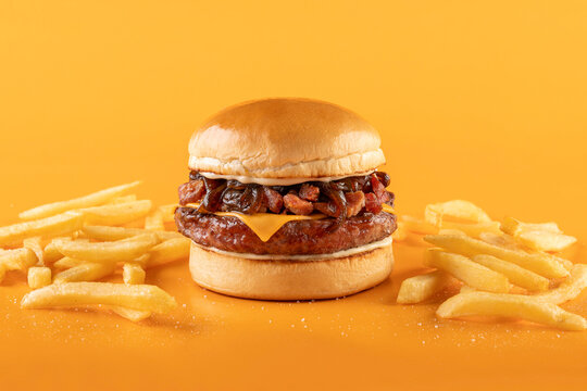 Gourmet Cheese burger on colorful background