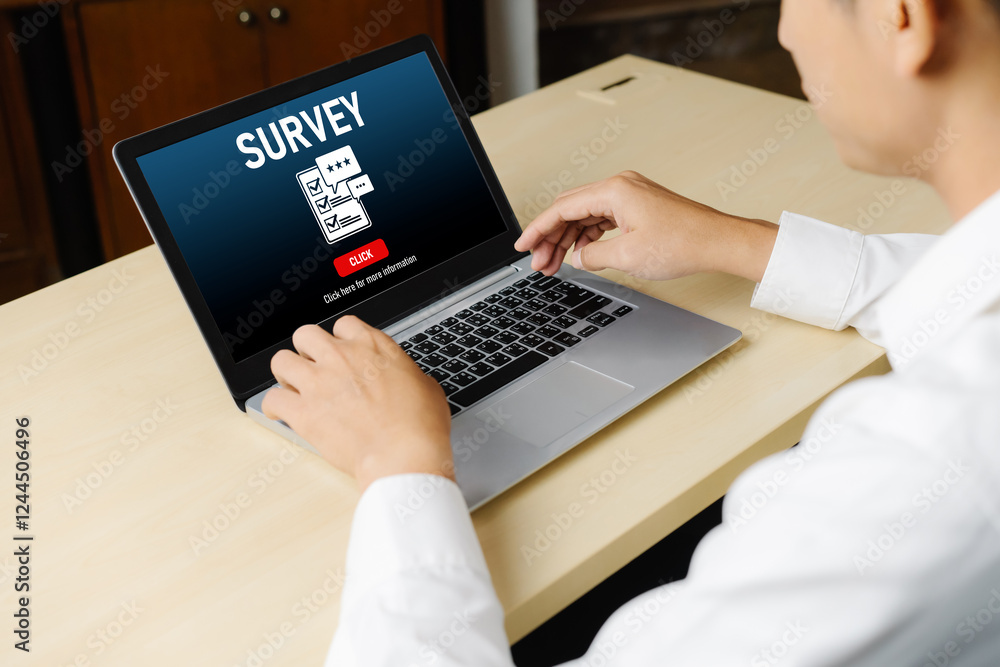 Poster online survey form for modish digital information collection on the internet network