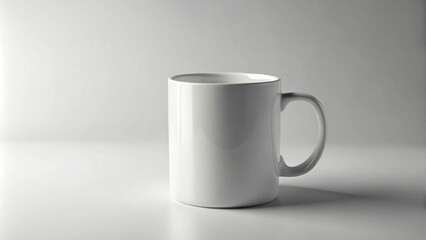 Fototapeta premium Minimalist Blank Mug Mockup on Clean White Background with Soft Shadows
