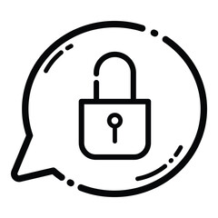 Speech Bubble With Lock Flat Icon Isolated On White Background