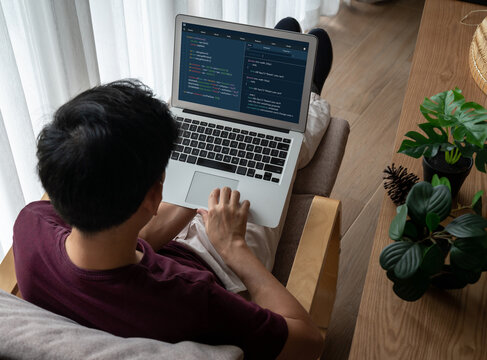 Software development programming on computer screen for modish application and program coding