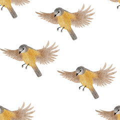 Cute bird seamless pattern on transparent background. use for kids wallpaper, fabric and others.
