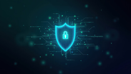 Digital Shield with Lock Symbol