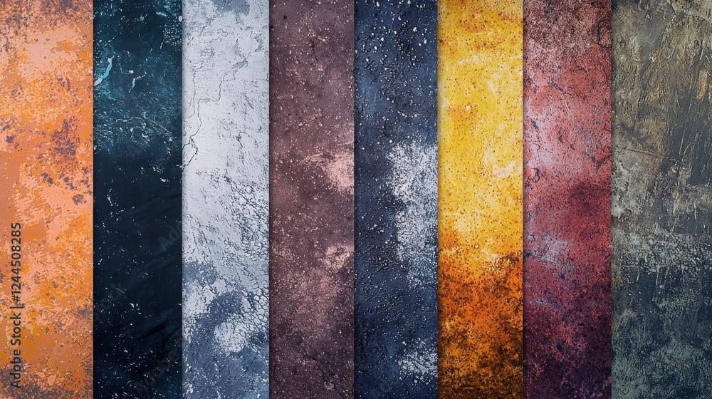 Poster textured backdrop featuring a variety of colors and patterns for art projects and design inspiration