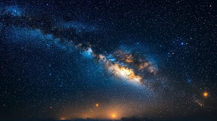A breathtaking view of the Milky Way galaxy filled with vibrant stars and celestial beauty, showcasing the wonders of the universe at night.