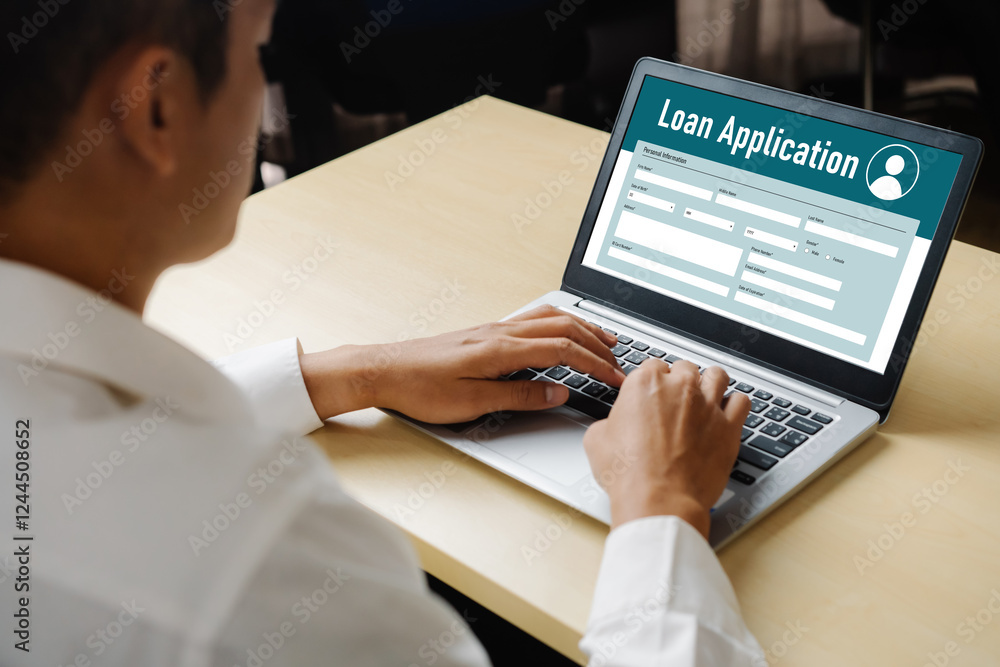 Poster online loan application form for modish digital information collection on the internet network