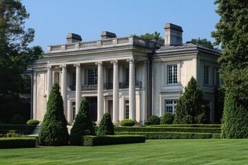 Obraz premium Grand neoclassical mansion on a sunny day.