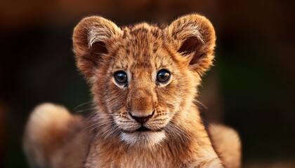 Fototapeta premium Adorable Lion Cub in Portrait Mode A CloseUp of Natures Majesty in Soft, Natural Light, Captured on January, .
