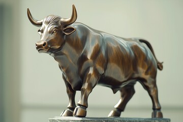 Stock market bull statue, symbol of financial success