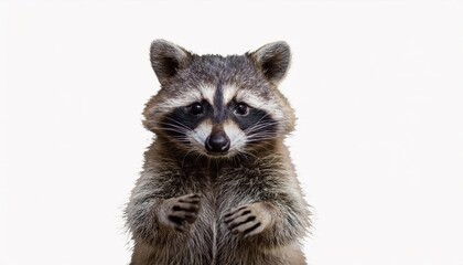 Adorable Raccoon Posing Regally with Paws Together against a Transparent Background Perfect for Digital Art, Home Decor, or Design Inspiration